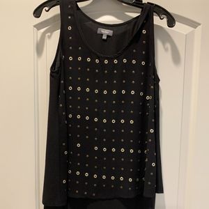 Neiman Marcus sleeveless blou with metal detailing